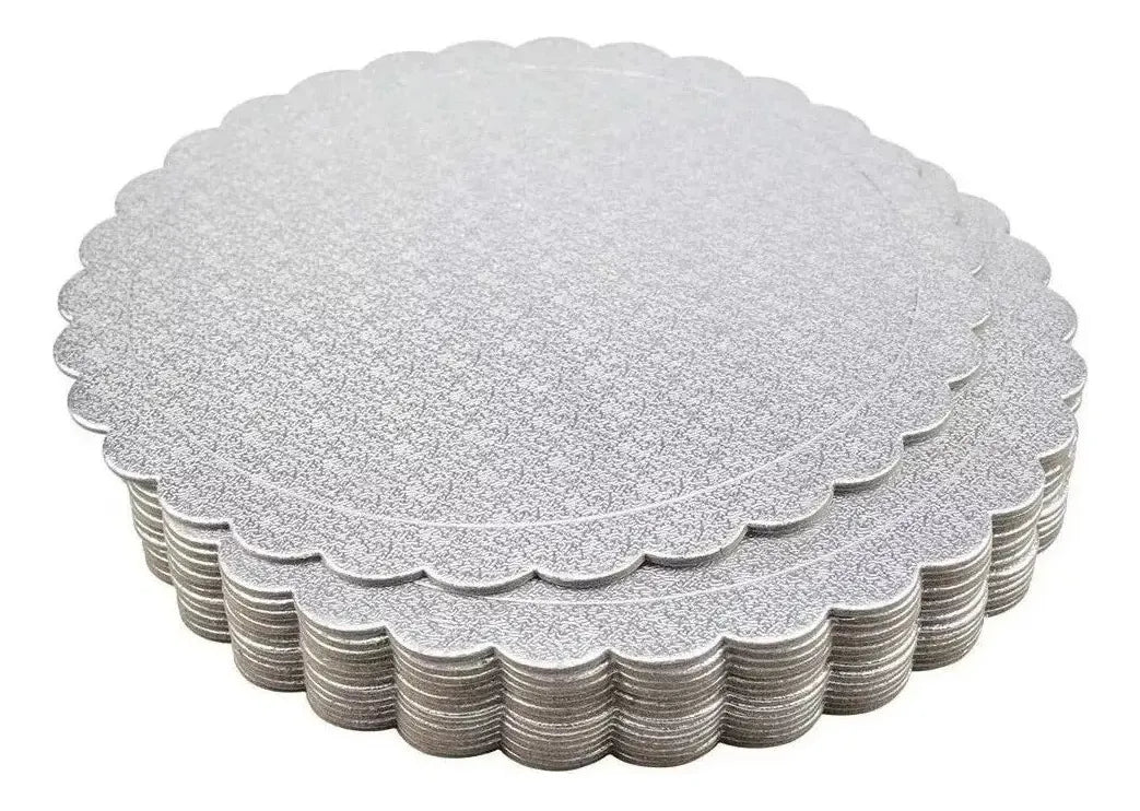 Disco Base Bandeja Para Tortas Dulce Decoración Grueso 30cm Plateado
