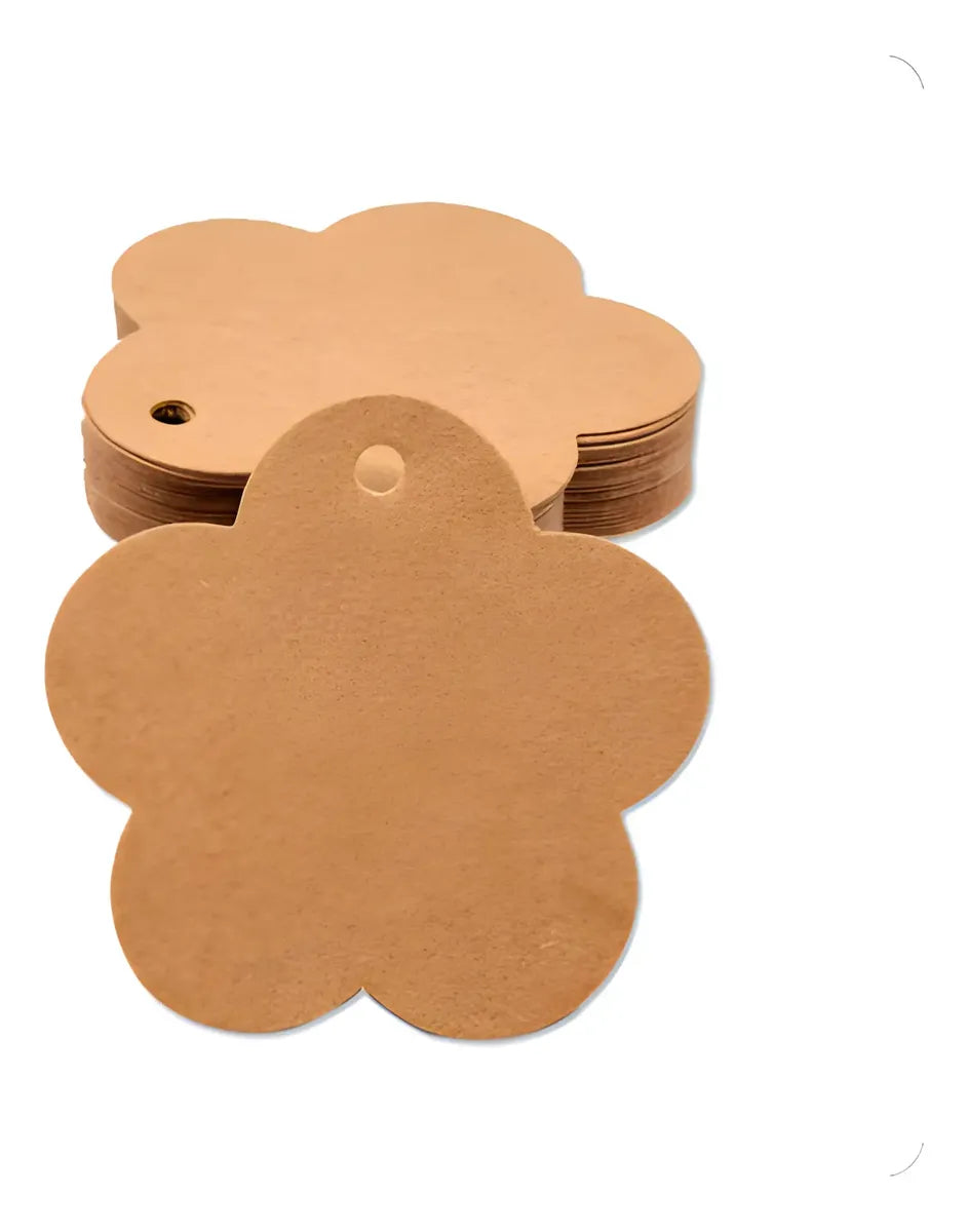 Etiqueta Kraft Lisa Forma Flor x50un