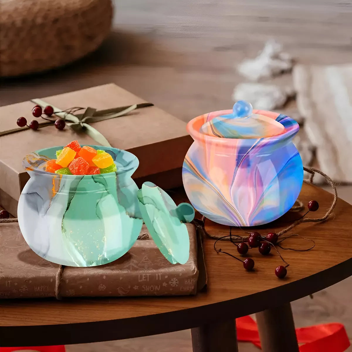 Molde Silicona Resina Epoxi Caramelera Redonda Con Tapa