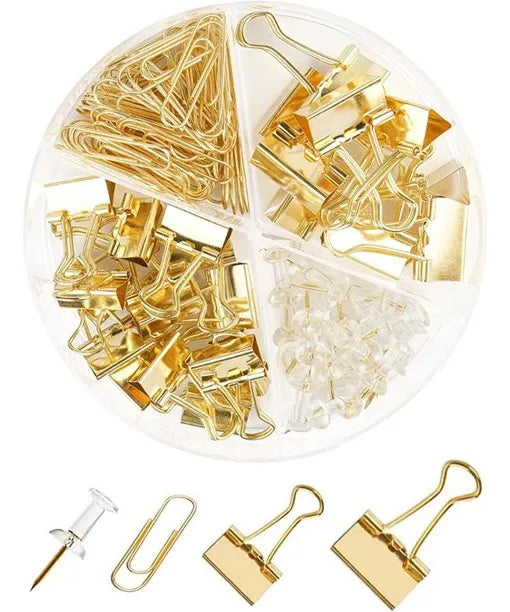 Juego De Clips Para Carpetas Oficina Papeleria Broches Dorado fed adelant 01