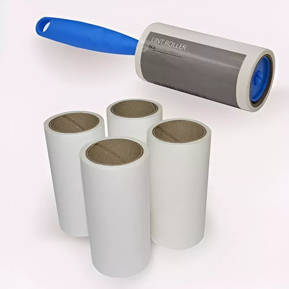 Rodillo Adhesivo Quita Pelos Pelusa Pack + 4 Repuestos