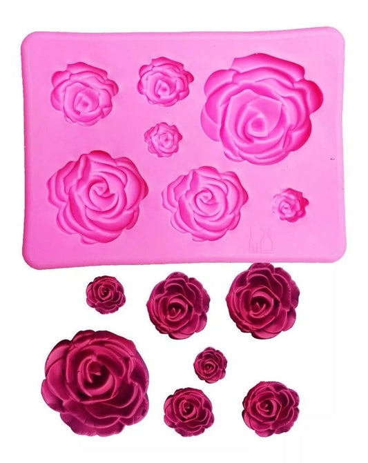Molde Silicona Para Rosas Fondant Chocolate Porcelana R-003