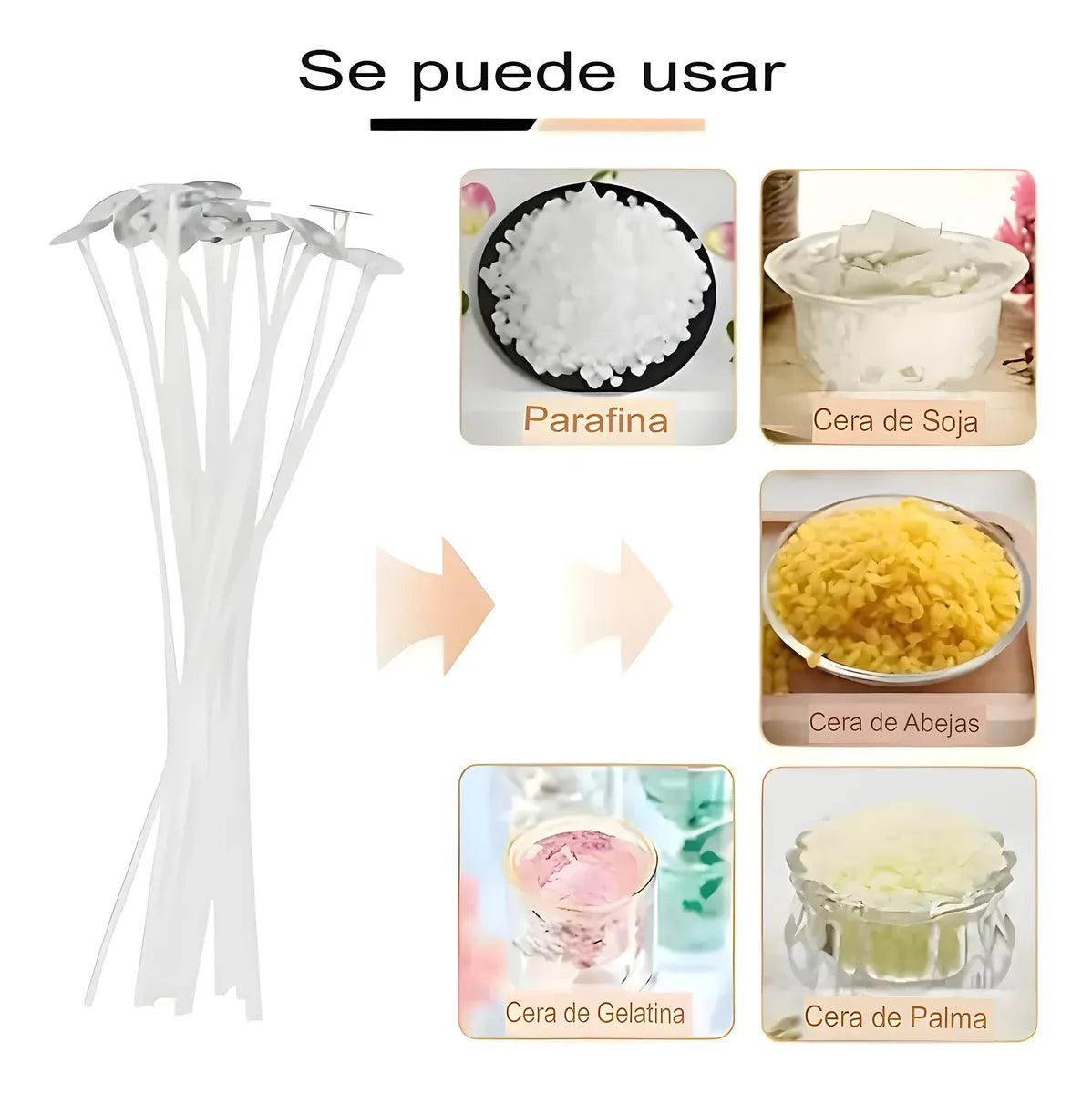 Pabilos Encerados Ideal Velas Cera Soja Parafina 21cm 100un