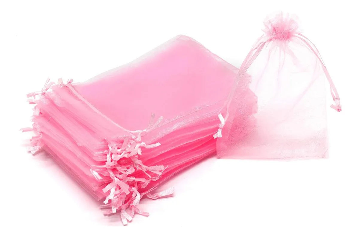 Bolsas Bolsitas De Organza Sorpresitas rosada Pack X50 7x9cm