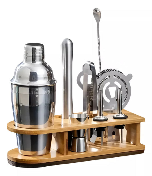 Set 10 Piezas Coctelería Barman Bartender Tragos Acero Inoxidable