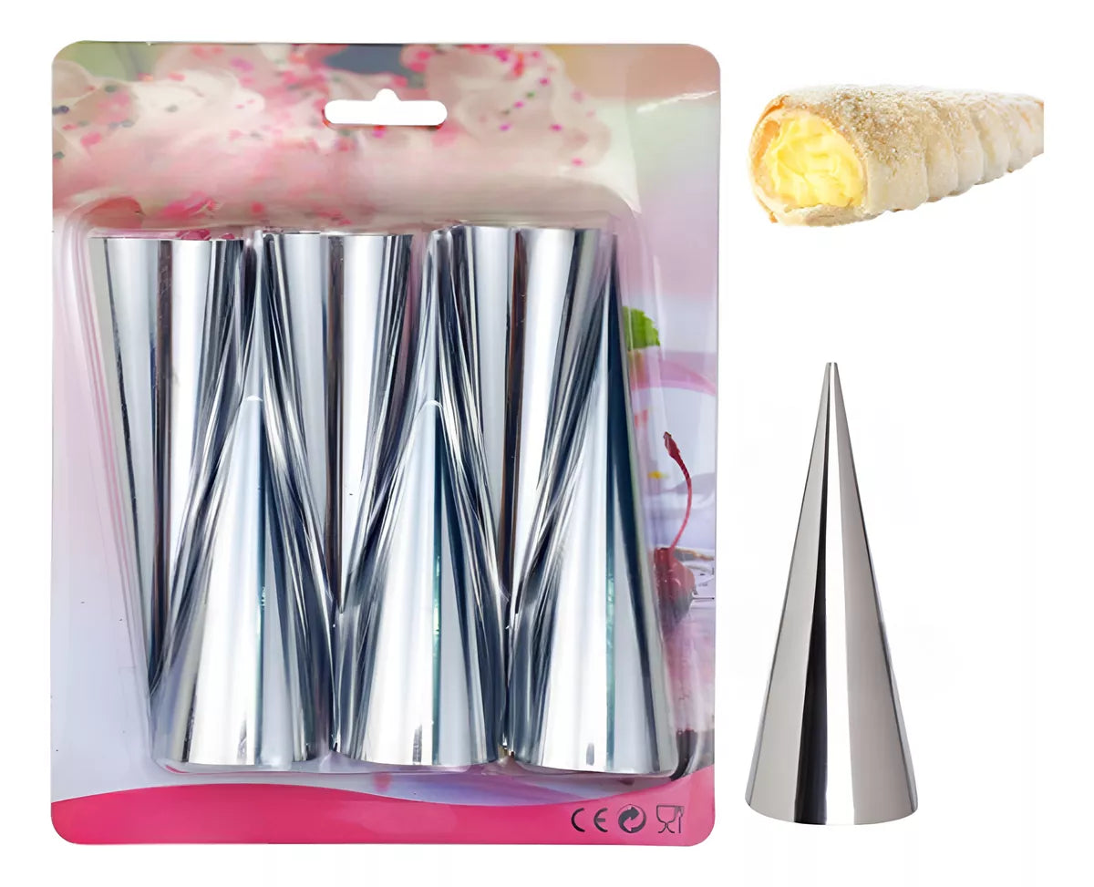 6 Moldes Para Cañones Cannoli Conos Helados Repostería