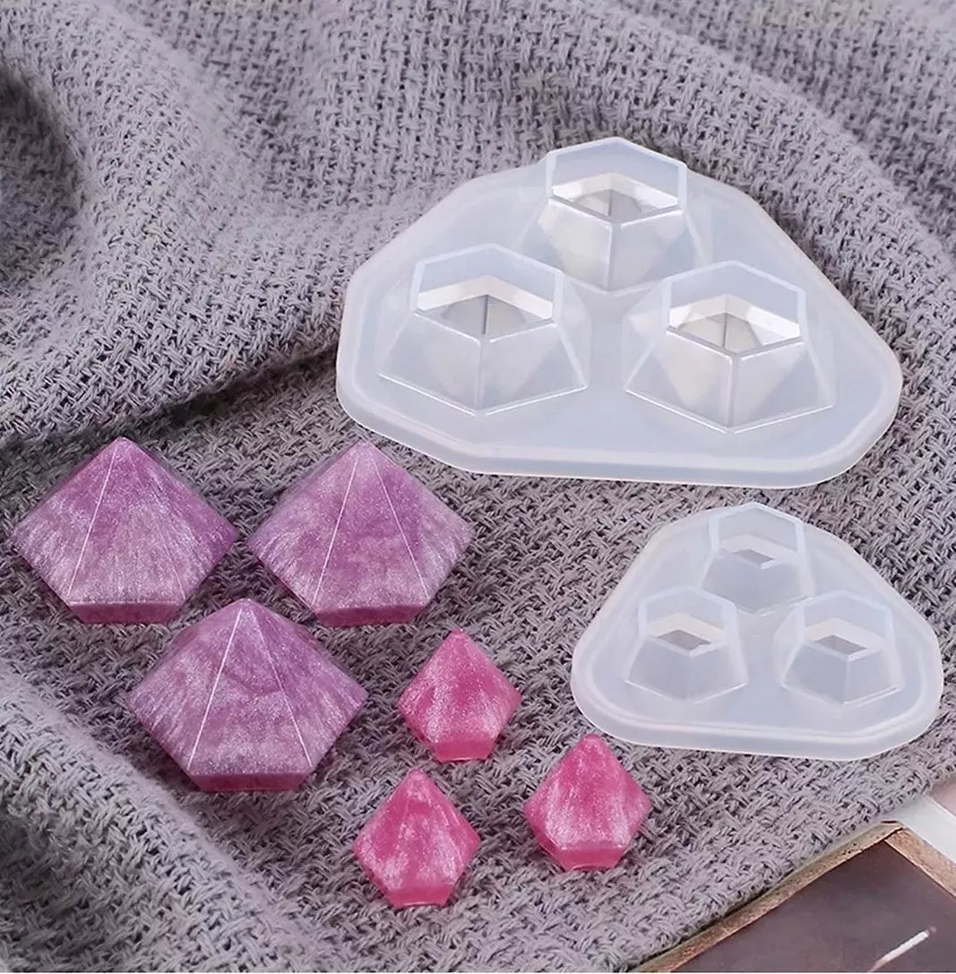 Set 2 Molde De Silicona Diamantes Para Resina Epoxi Llaveros