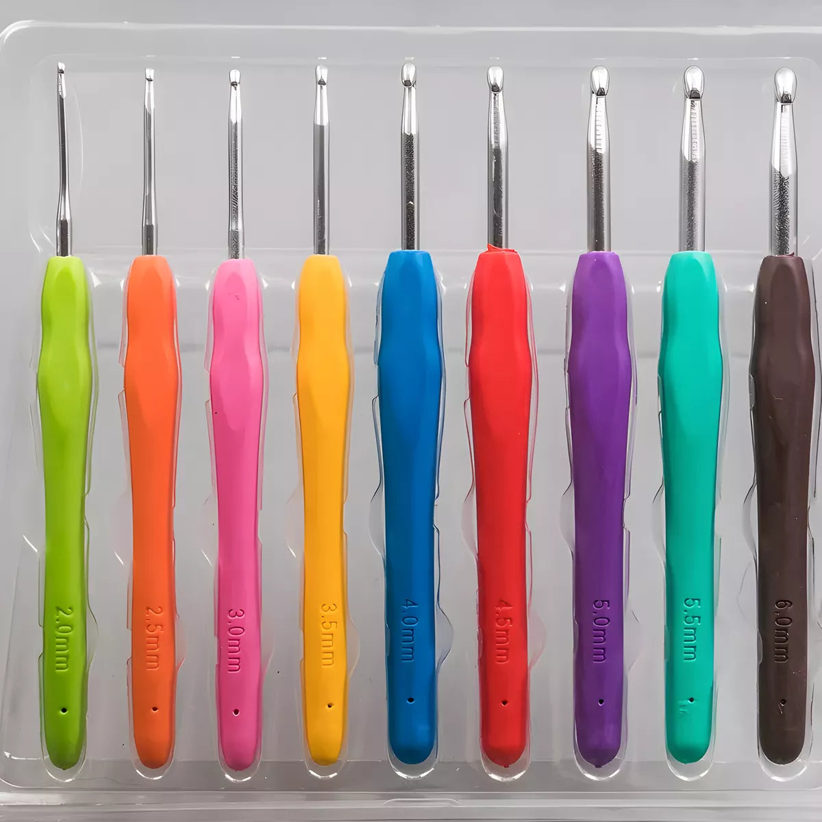 Set De Agujas De Crochet Antideslizante Varias Medidas