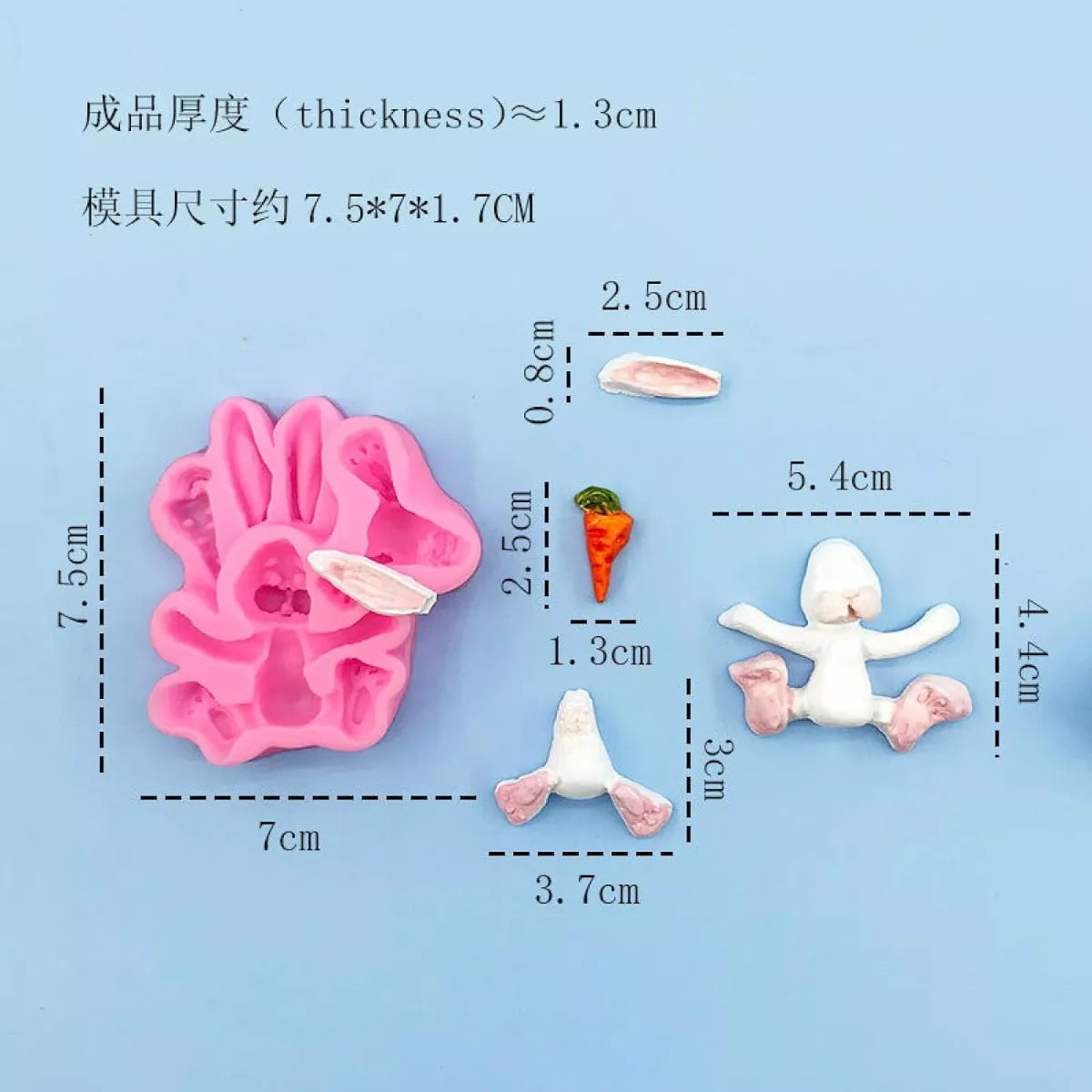 Set Molde Silicona Conejo Zanahoria Ideal Decoracion Tortas