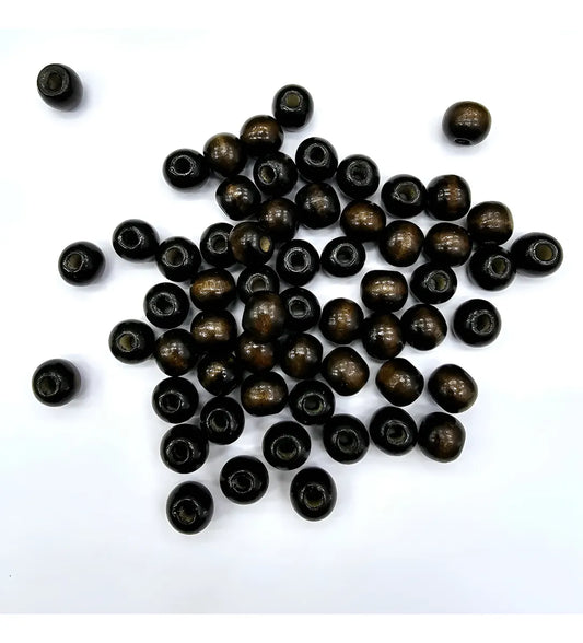 Cuentas De Madera 10mm 100u Collares Negras Manualidades