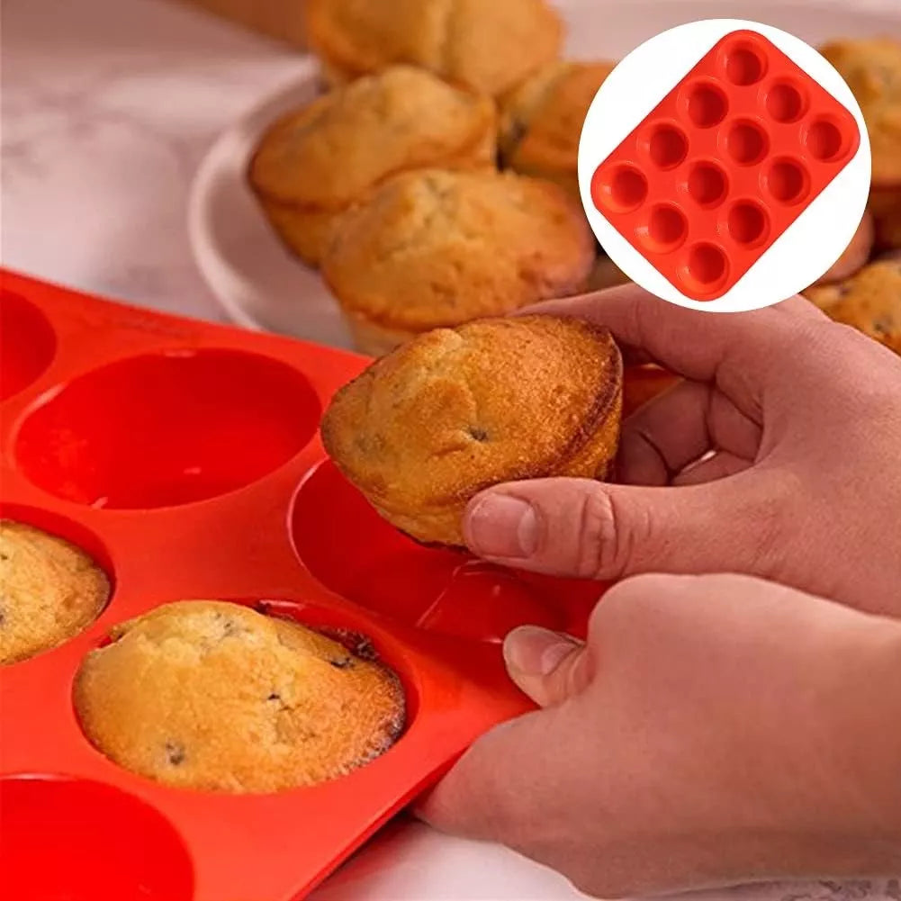 Molde Silicona Para Muffins 12 Huecos