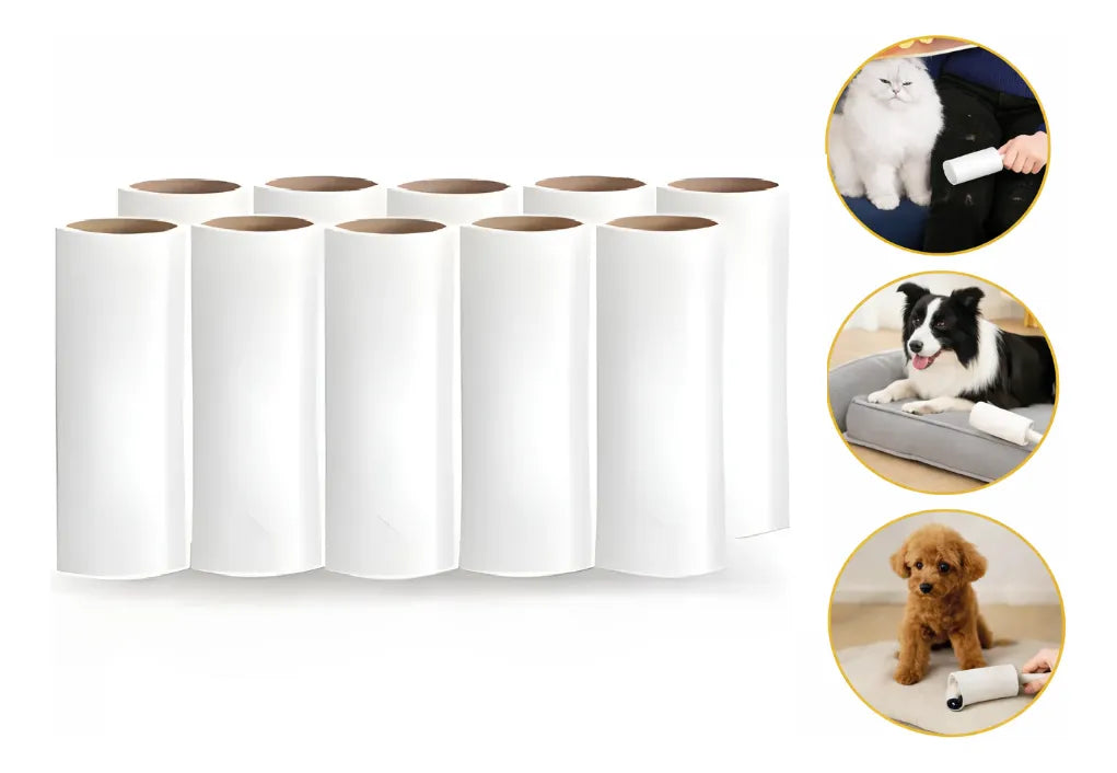 Rodillo Adhesivo Quita Pelos Pelusa Pack X10 Repuesto 700h Blanco