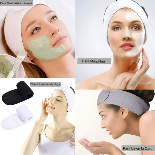 Toalla Para La Cabeza + 2 Muñequeras Ideal Maquillaje Piel