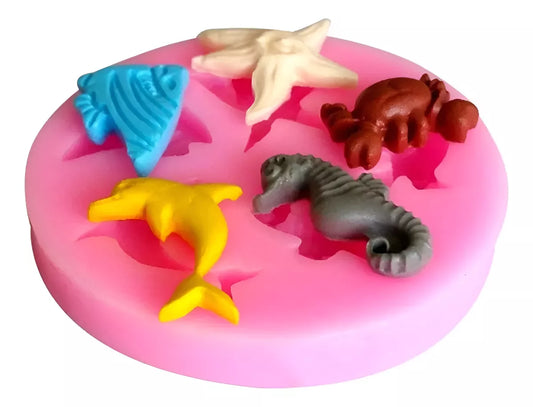 Molde Silicona Animalitos De Mar Fondant Chico