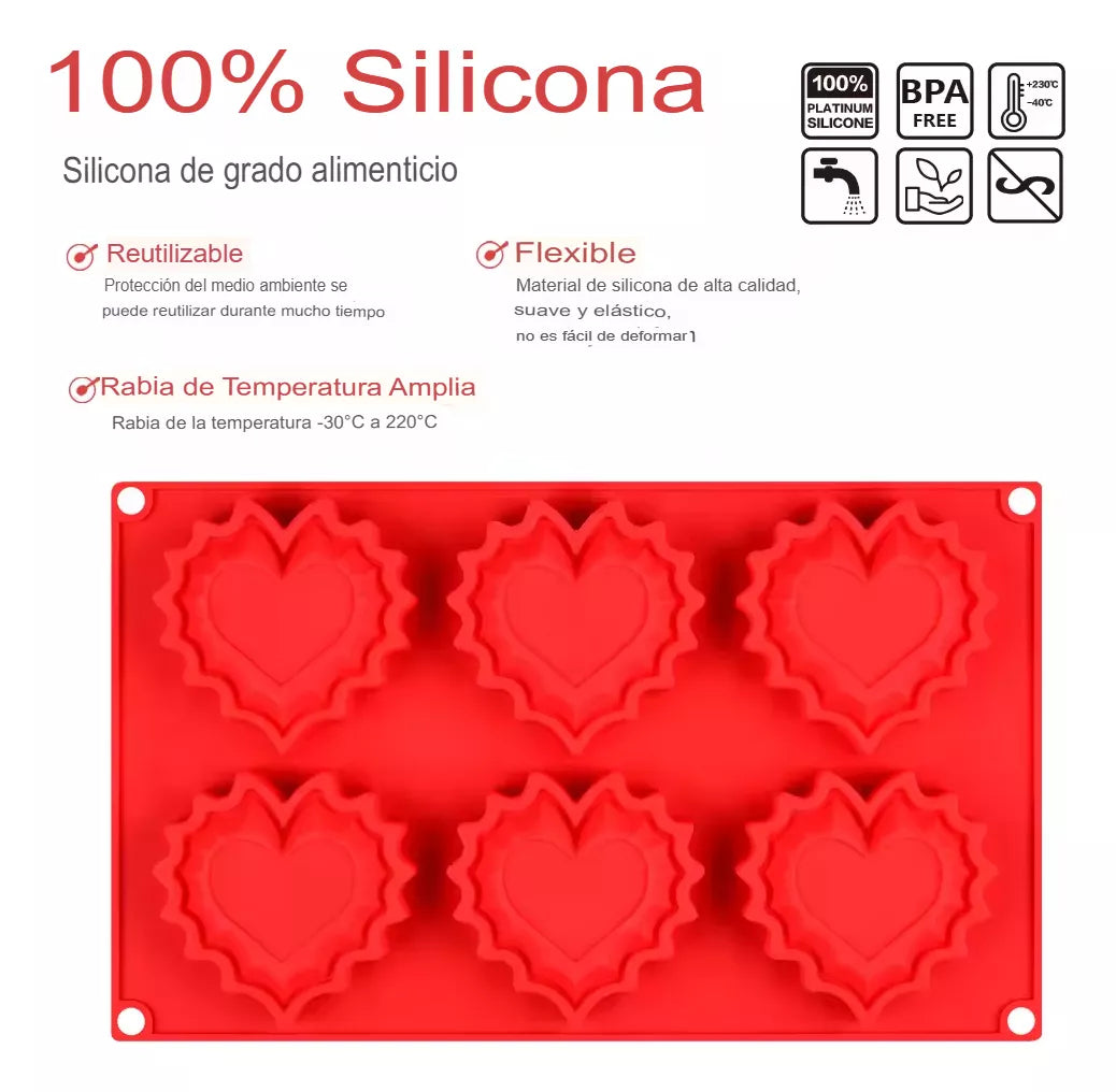 Moldes De Silicona Corazon Chocolate Reposteria Artesanias