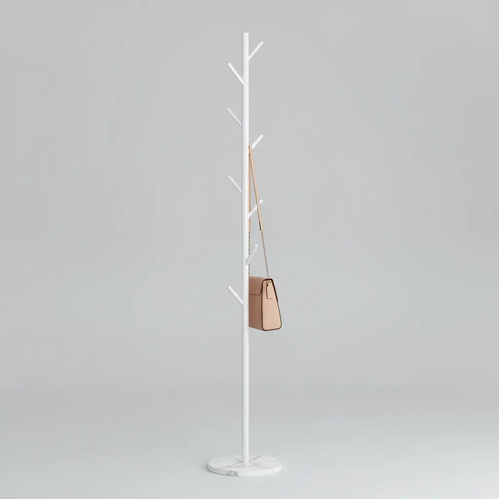 Perchero Moderno Nordico Estructura Piedra Marmol Y Metal Blanco
