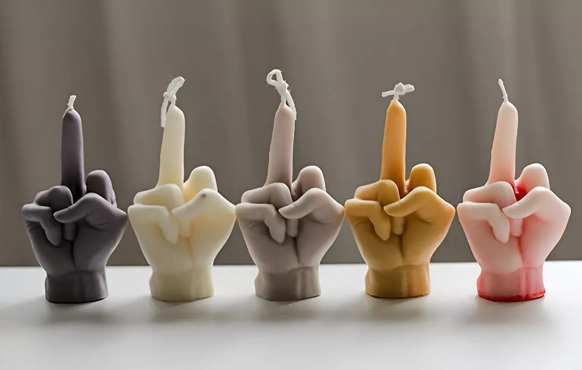 Molde De Mano Dedo Central Ideal Velas Decoración Divertida