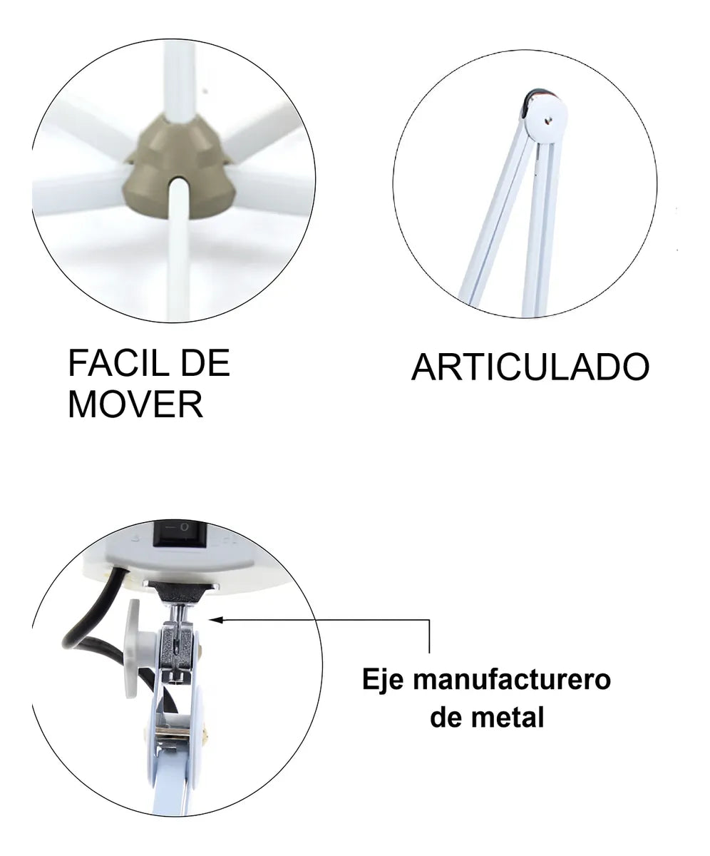 Lampara Lupa Pie Luz Gran Aumento Cosmetologo Podologo aumento x5