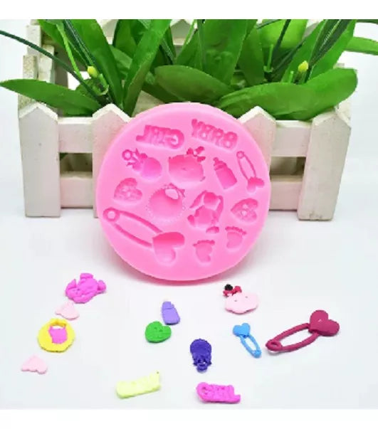 Molde De Silicona Baby Shower Decoracion De Tortas Niña SKU R-053