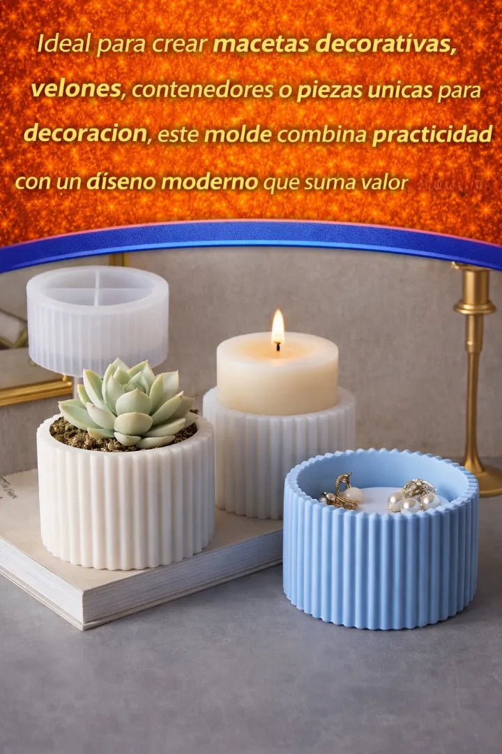 Molde Silicona Maceta Contencion Ideal Velones Resina Epoxi R-071