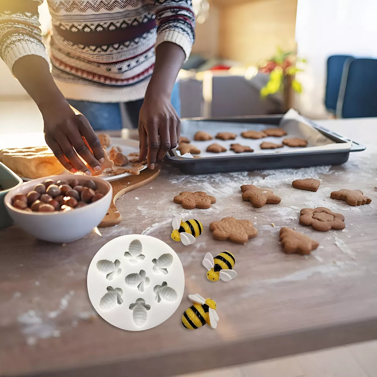 Molde Abejas Abejitas Silicona Fondant Chocolate Porcelana  SKU R-038