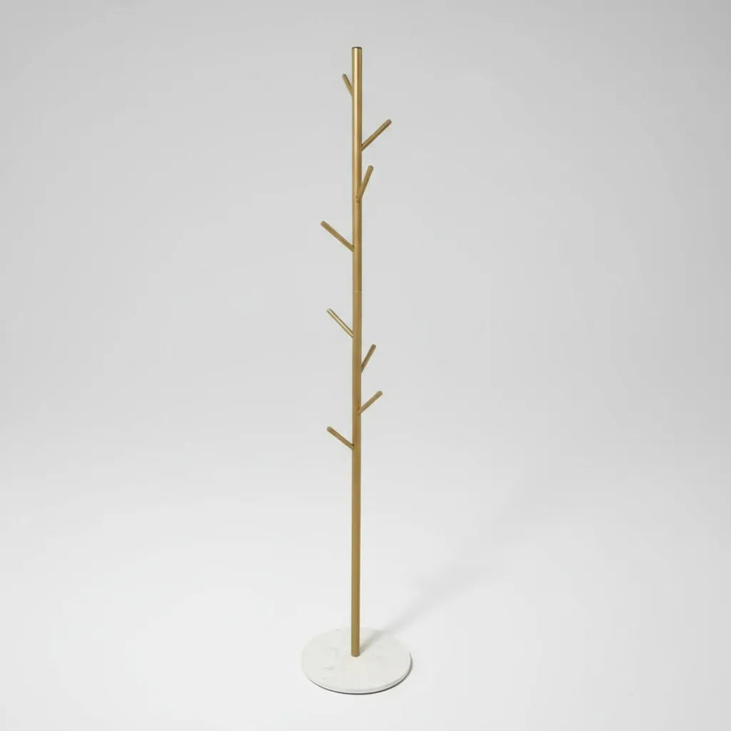 Perchero Moderno Nordico Estructura Piedra Marmol Y Metal dorado