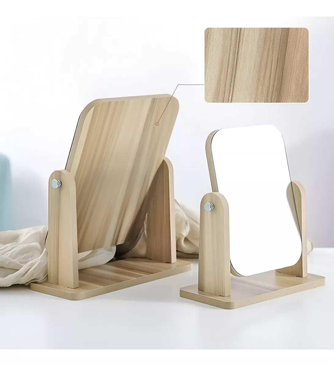 Espejo De Maquillaje Moderno Madera Mdp Grande 19x24,5cm