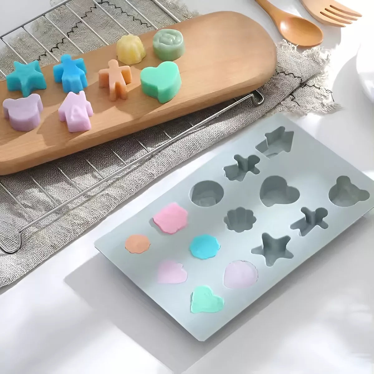 Molde De Silicona Para Fondant Formas Variadas Estrella Flor