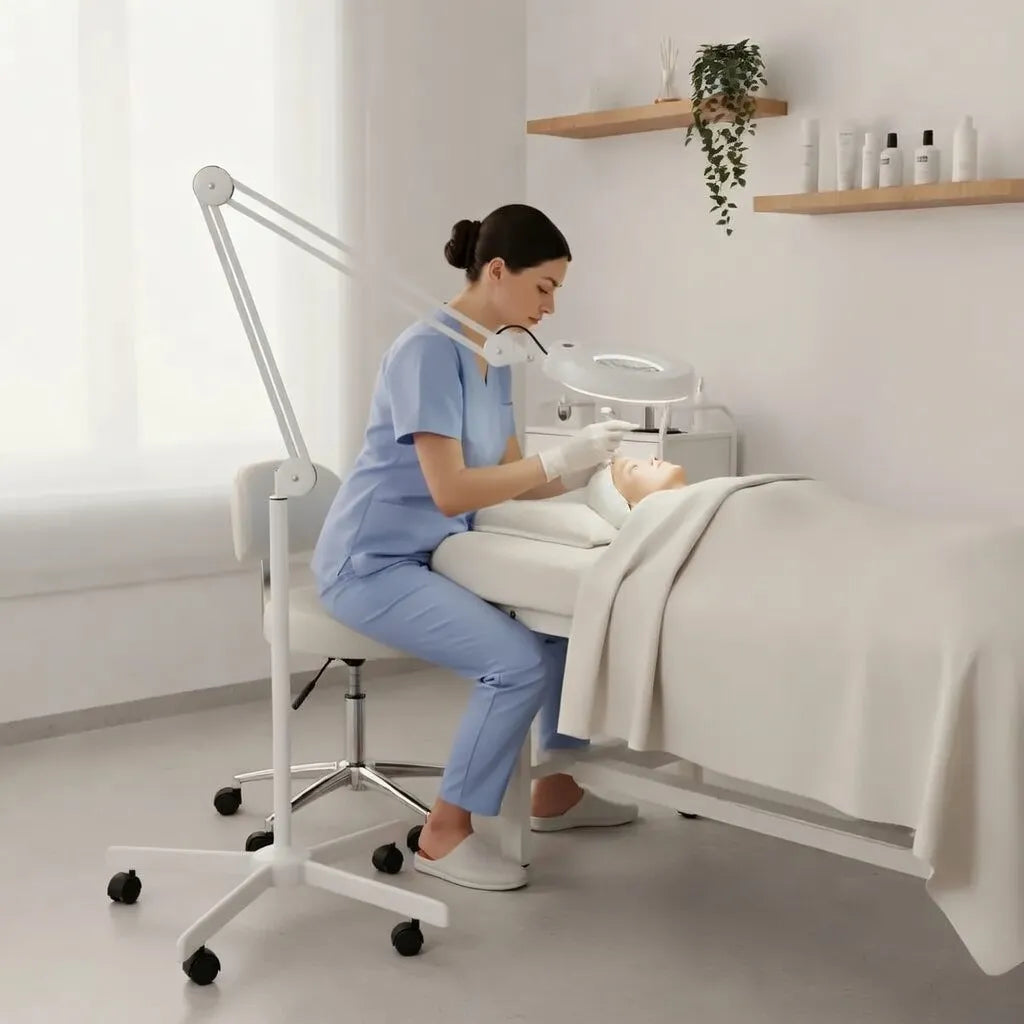 Lampara Lupa Pie Luz Gran Aumento Cosmetologo Podologo aumento x5