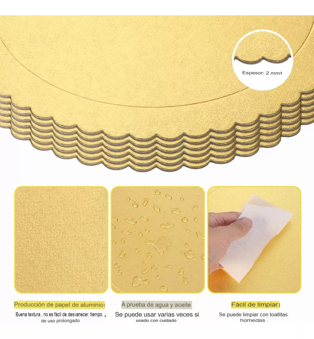 Pack 3 Discos Base Bandeja Para Torta Dulce Decoración 25cm DORADA