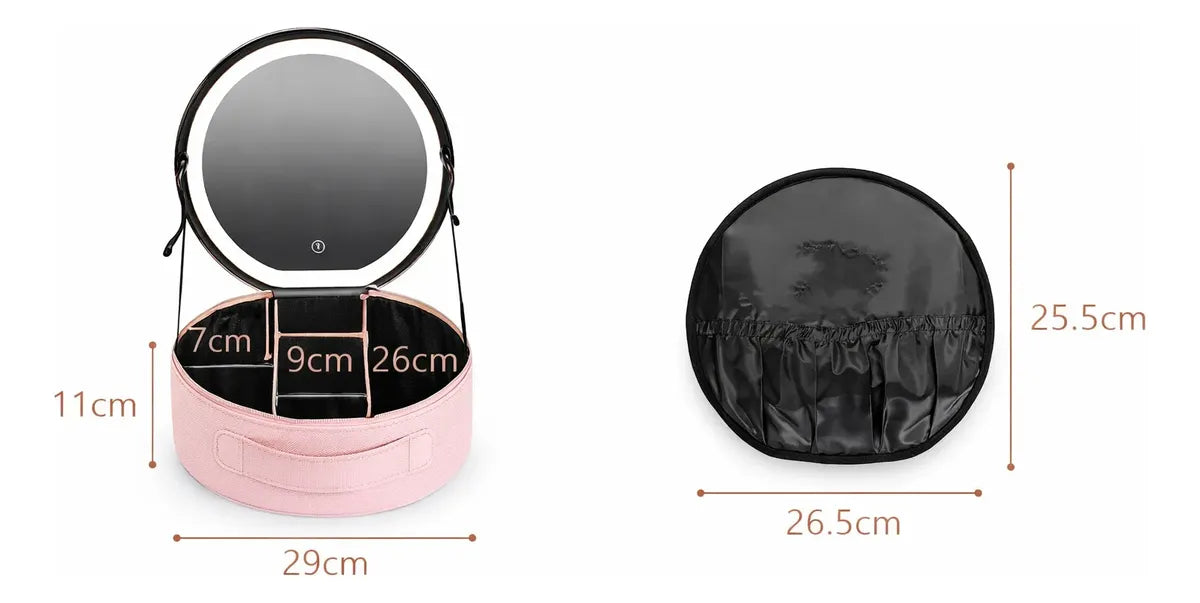 Neceser De Viaje Con Espejo Led Porta Maquillaje Con Manija