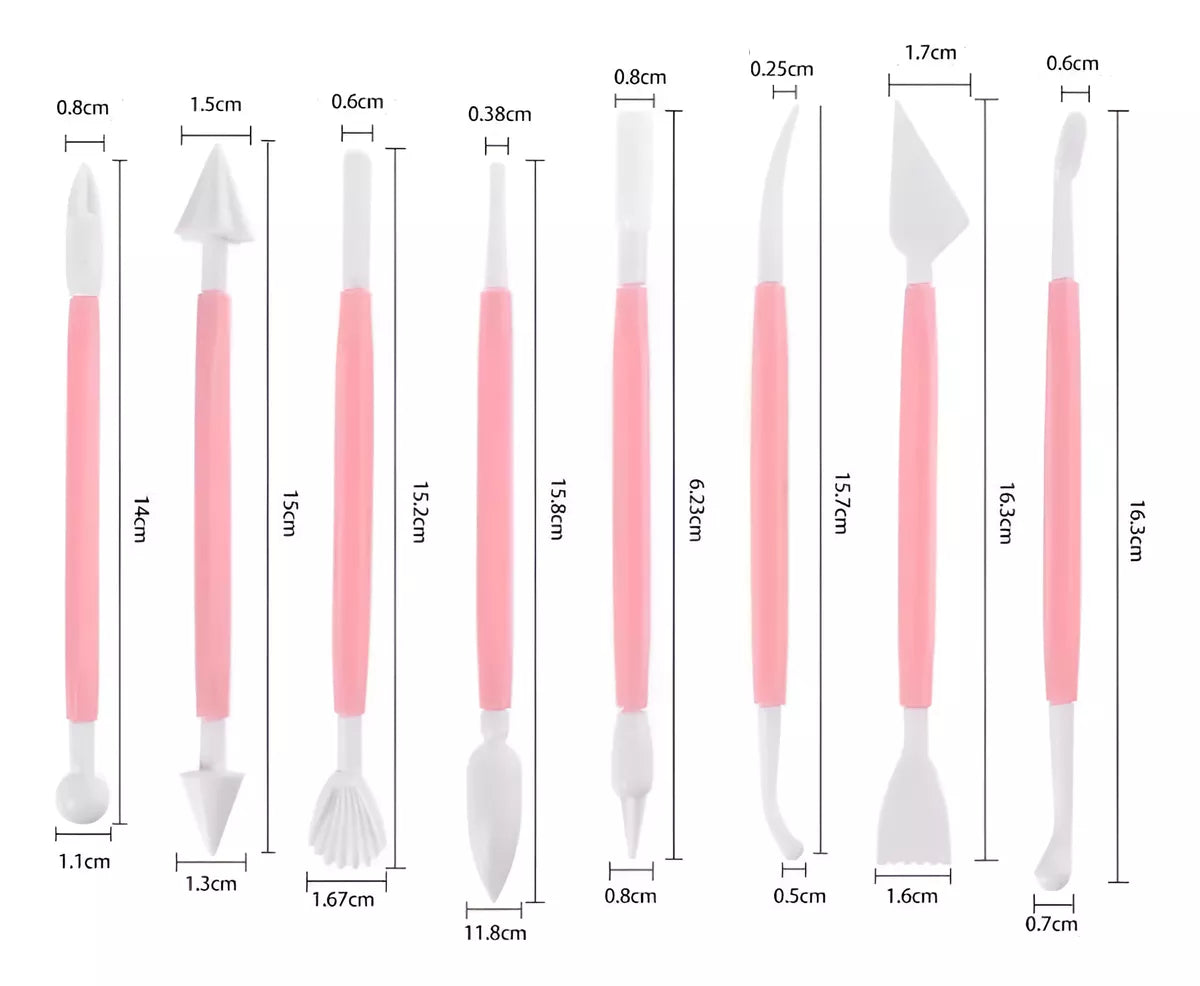 Set X 8 Estecas Para Fondant Porcelana Frìa