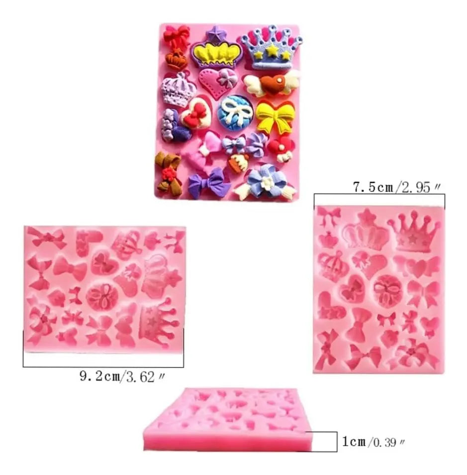 Molde De Silicona Coronas Corazon Vario Decoracion De Tortas R-028