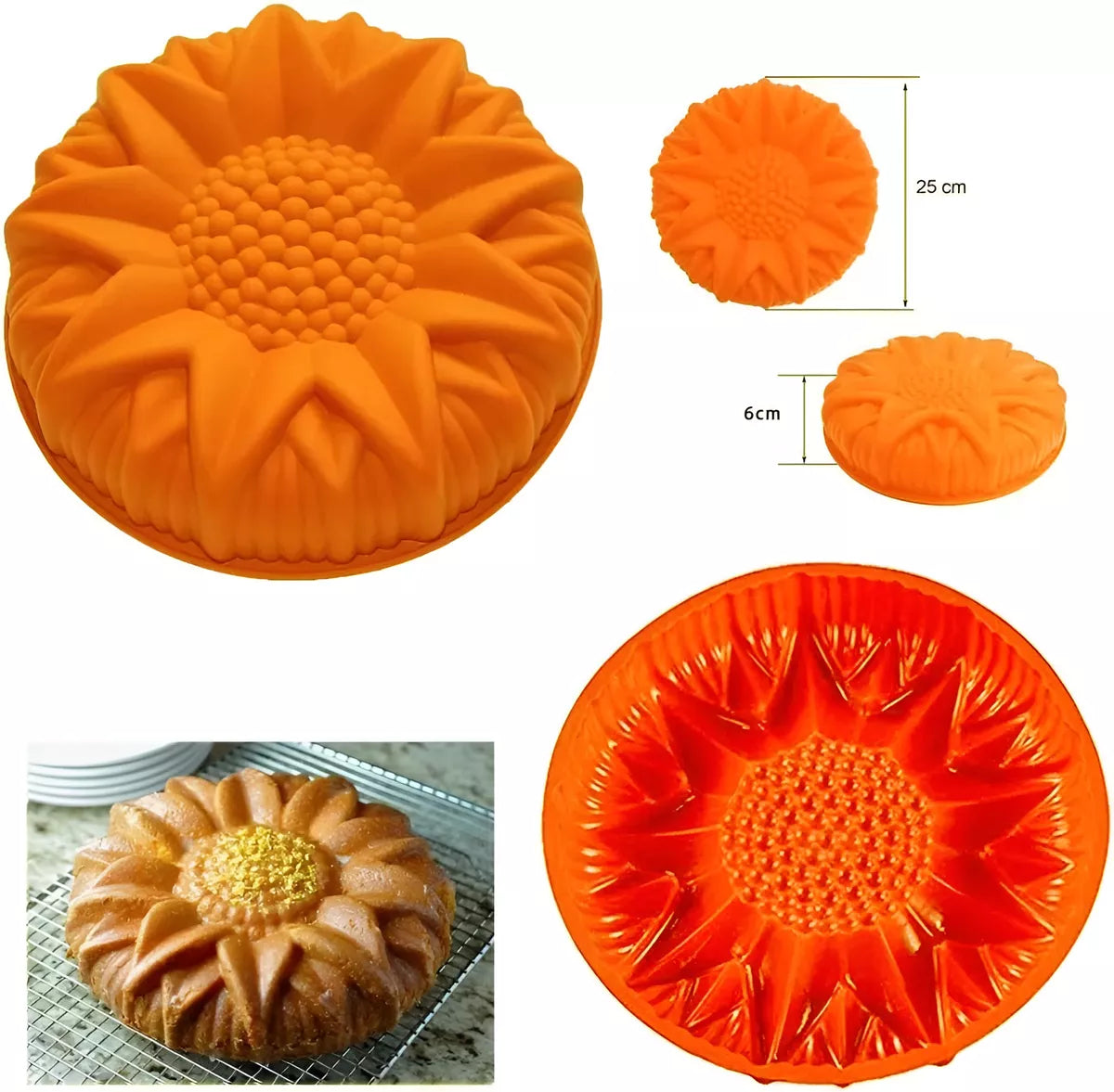 Molde De Silicona forma Girasol Grande para tortas