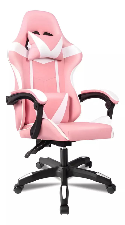 Silla Gamer Pro Giratoria Para Pc Gaming Fuerte Ergonomica ROSADA