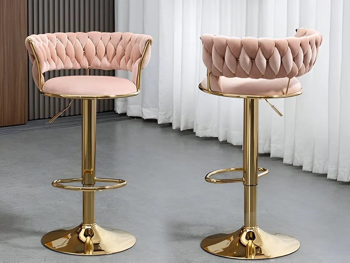 Silla Butaca De Tela Moderna De Metal Con Ajuste De Altura Rosa o Blanco