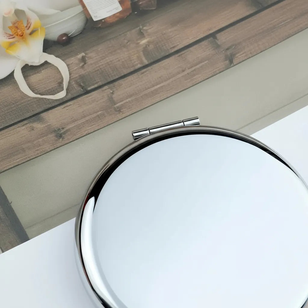 Espejo De Maquillaje De Bolsillo metal O Cartera Para Maquillaje con doble aumento FEDE ADELANTE 03