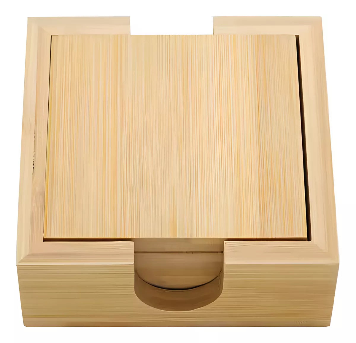 Posavasos De Madera Natural Bambu 10x10 Cm X4 Unid