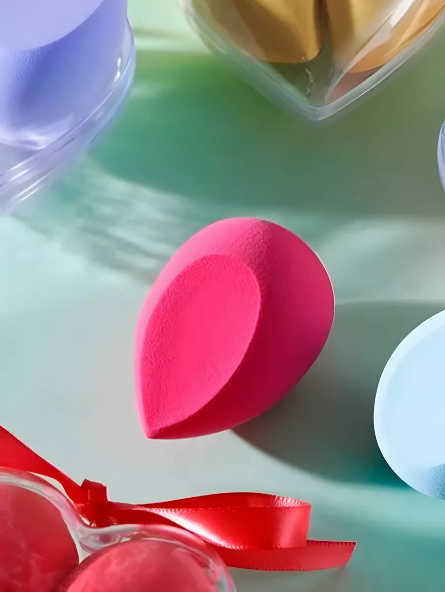 Esponjas Para Maquillaje Forma Gota Con Estuche De Corazón