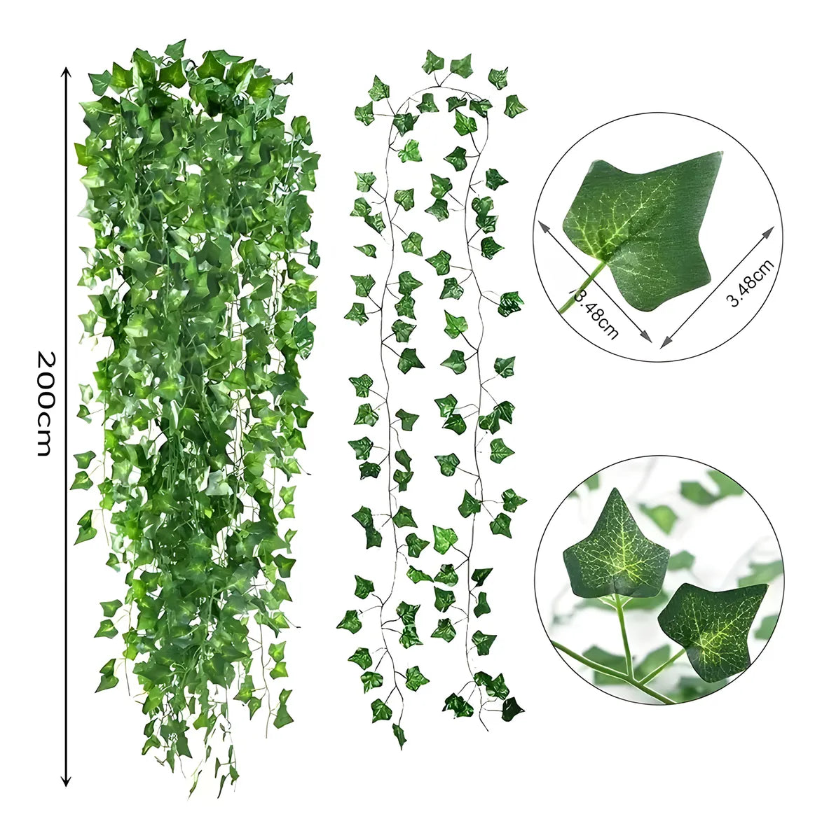 Enredadera Artificial 12un Tiras De 2mt Planta Jardin Cerco Verde Oscuro