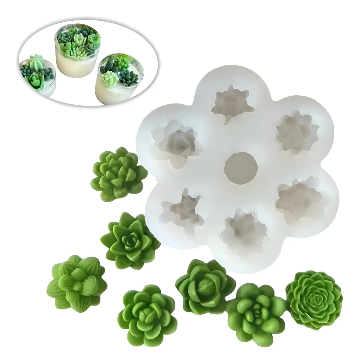 Moldes De Silicona Para Velas Tunas Suculentas Captus Blanco R-016
