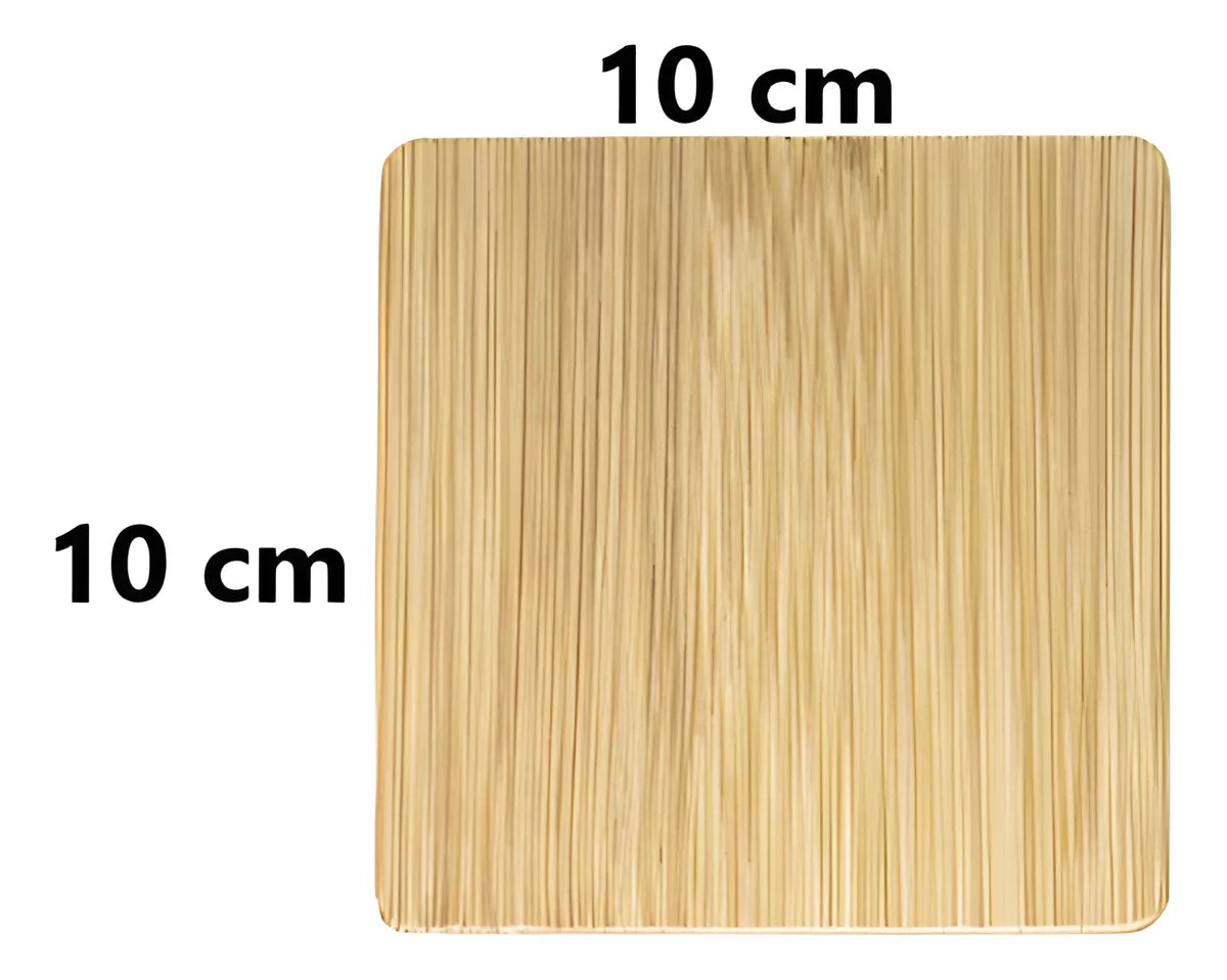 Posavasos De Madera Natural Bambu 10x10 Cm X4 Unid