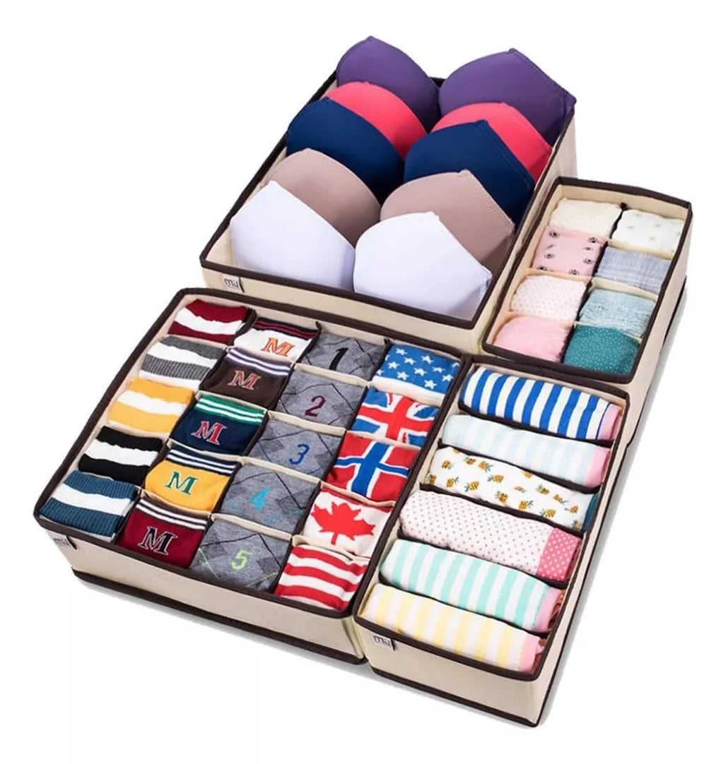 Set Organizador Ropa Interior Almacenamiento 4 Piezas Ropero