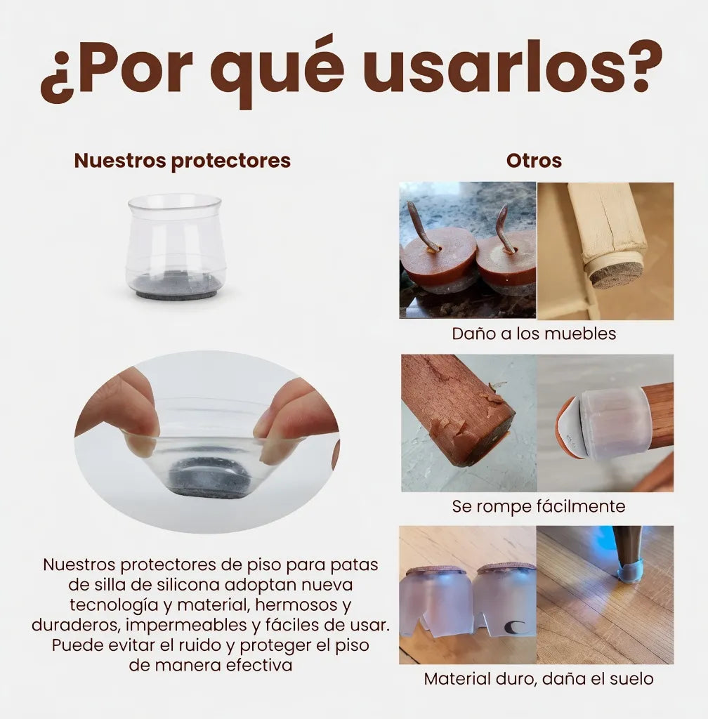 Protector Silicona Patas Sillas Muebles Sillas Regatones 16u
