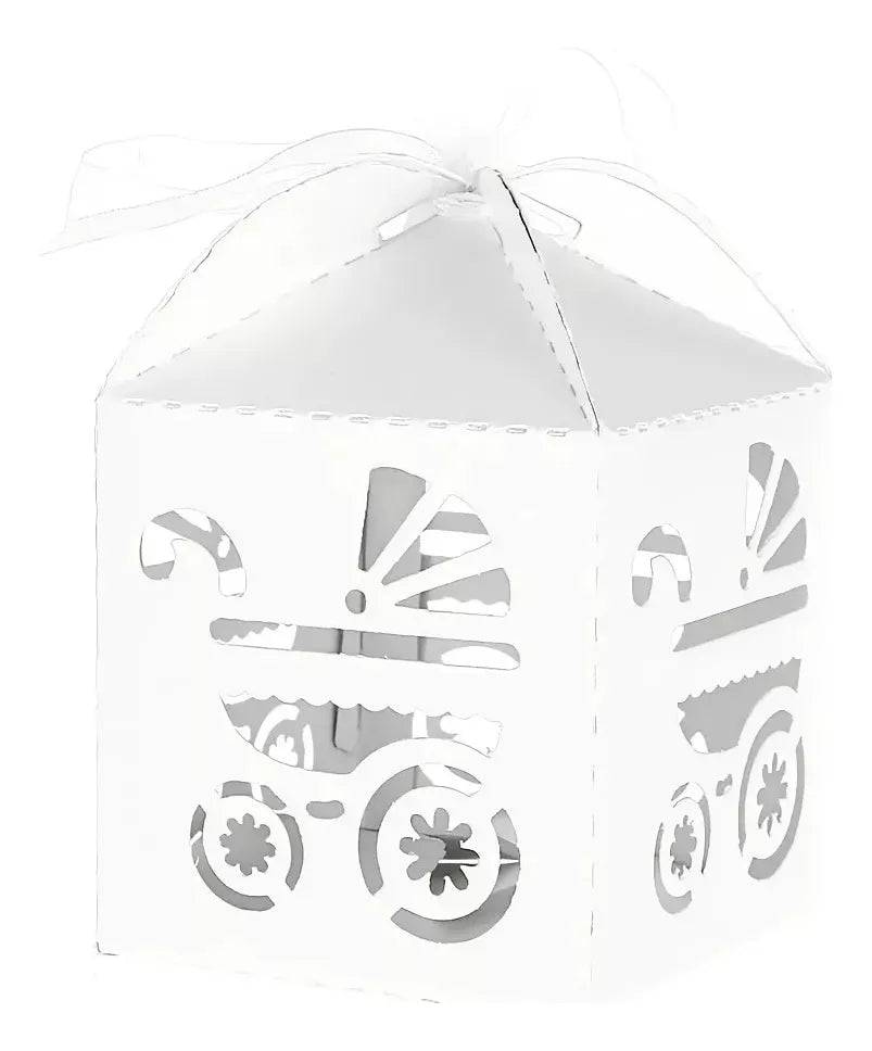 Caja Craquelada "Coche Bebe" con cinta incluida x10un 5cmx5cmx7cm