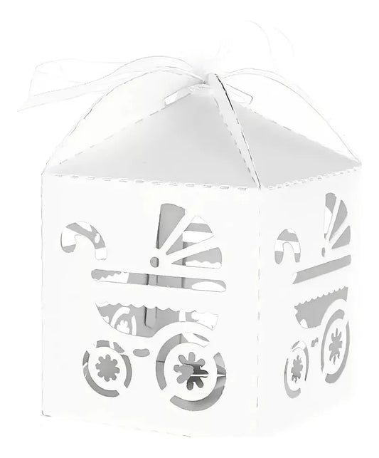 Caja Craquelada "Coche Bebe" con cinta incluida x10un 5cmx5cmx7cm