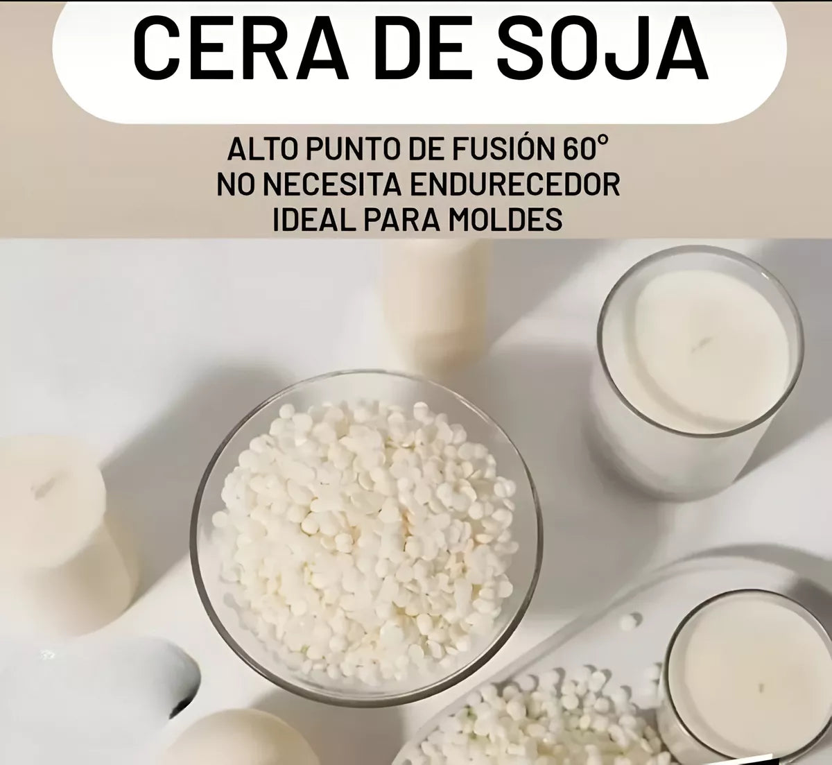 Cera De Soja Perlada Alto Punto Fusion 1.0kg para velas