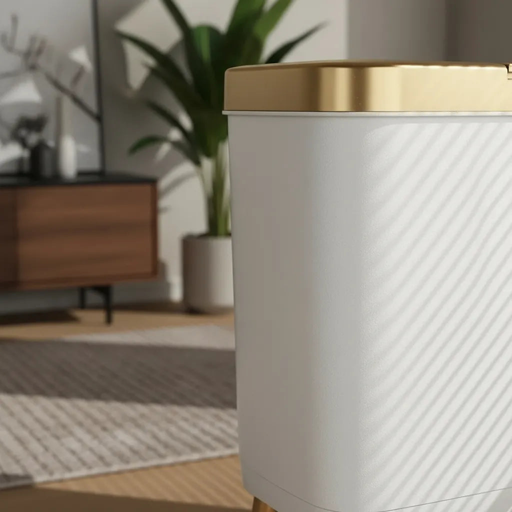 Papelera Moderna Abre Facil Ideal Dormitorio Capacidad 15lt Blanca