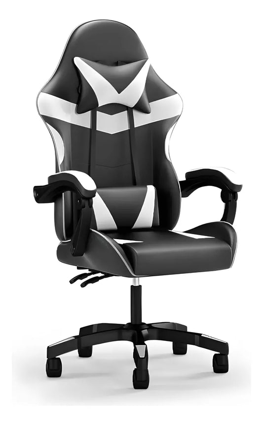 Silla Gamer Pro Giratoria Para Pc Gaming Fuerte Ergonomica negra y blanca