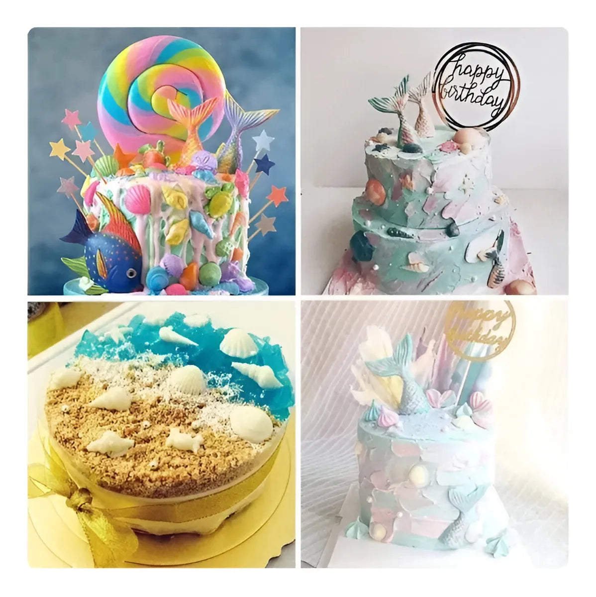 Set De Moldes De Silicona Sirena Estrella Fondant Artesanias